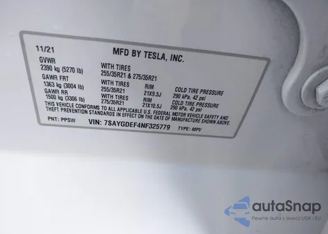 2022 Tesla Model Y Performance Dual Motor All-Wheel Drive from USA, damaged, VIN 7SAYGDEF4NF325779